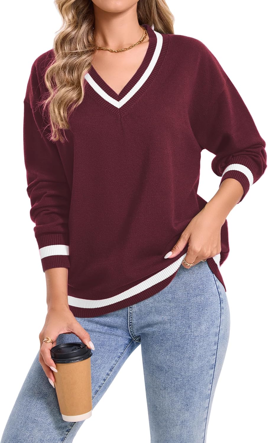 V Neck Pullover Sweater