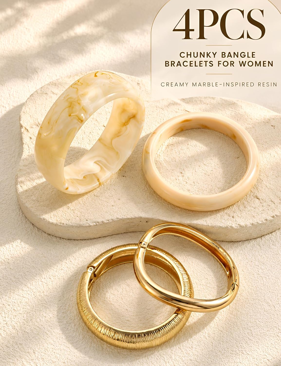 Chunky Gold Bangle Set