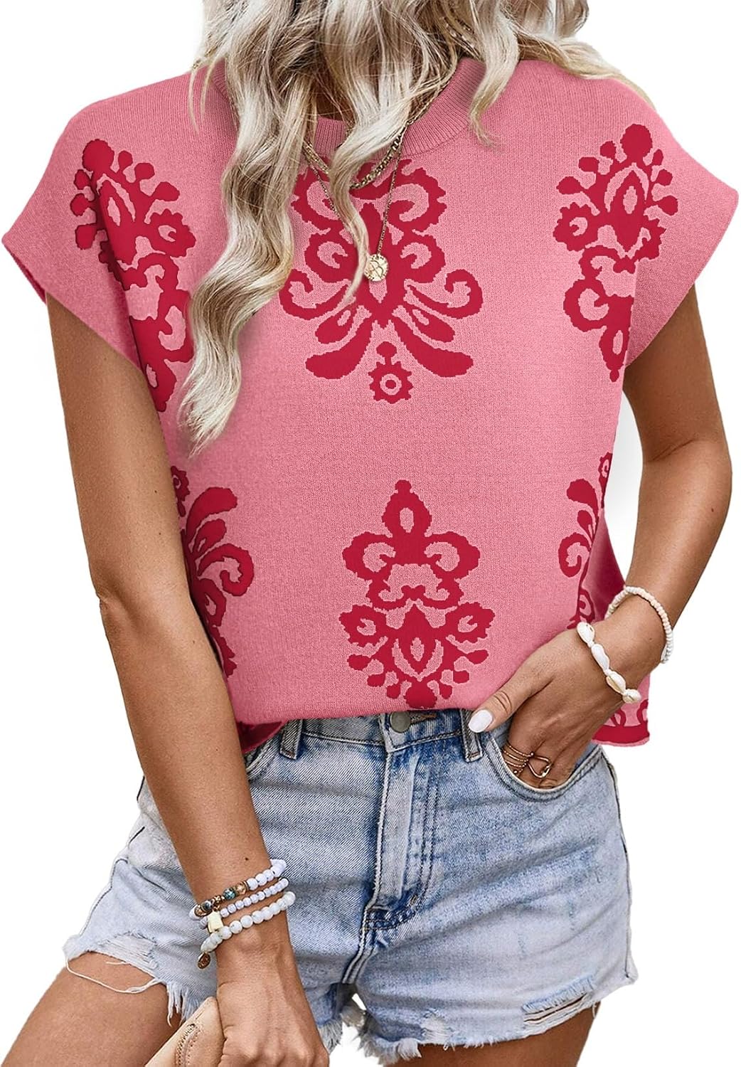 Printed Knit Sweater Vest