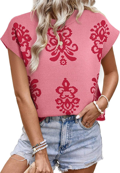 Printed Knit Sweater Vest