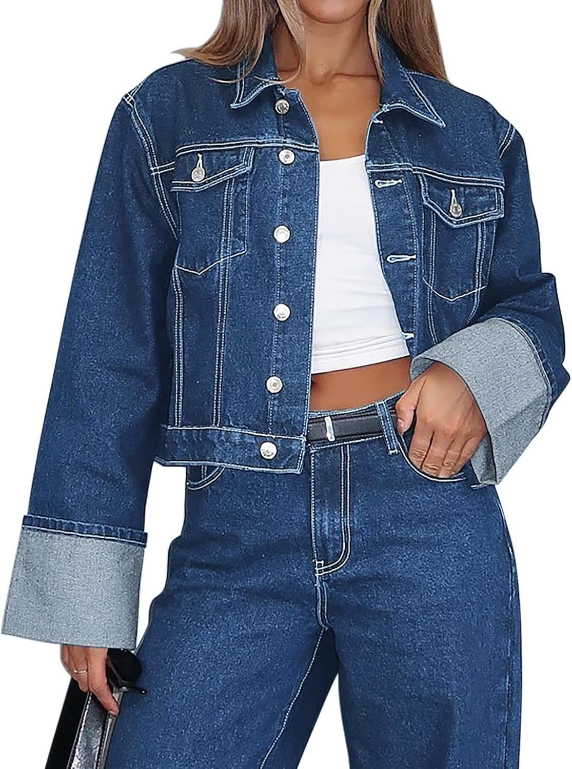 Button Down Crop Denim Jacket
