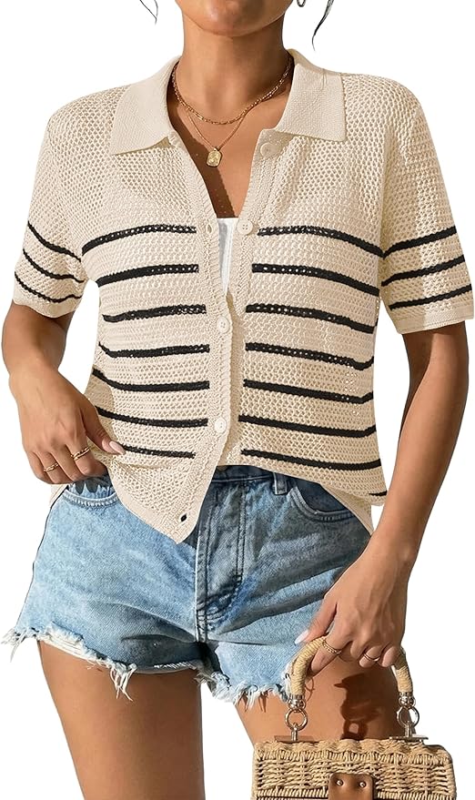 Crochet Short Sleeve Cardigan