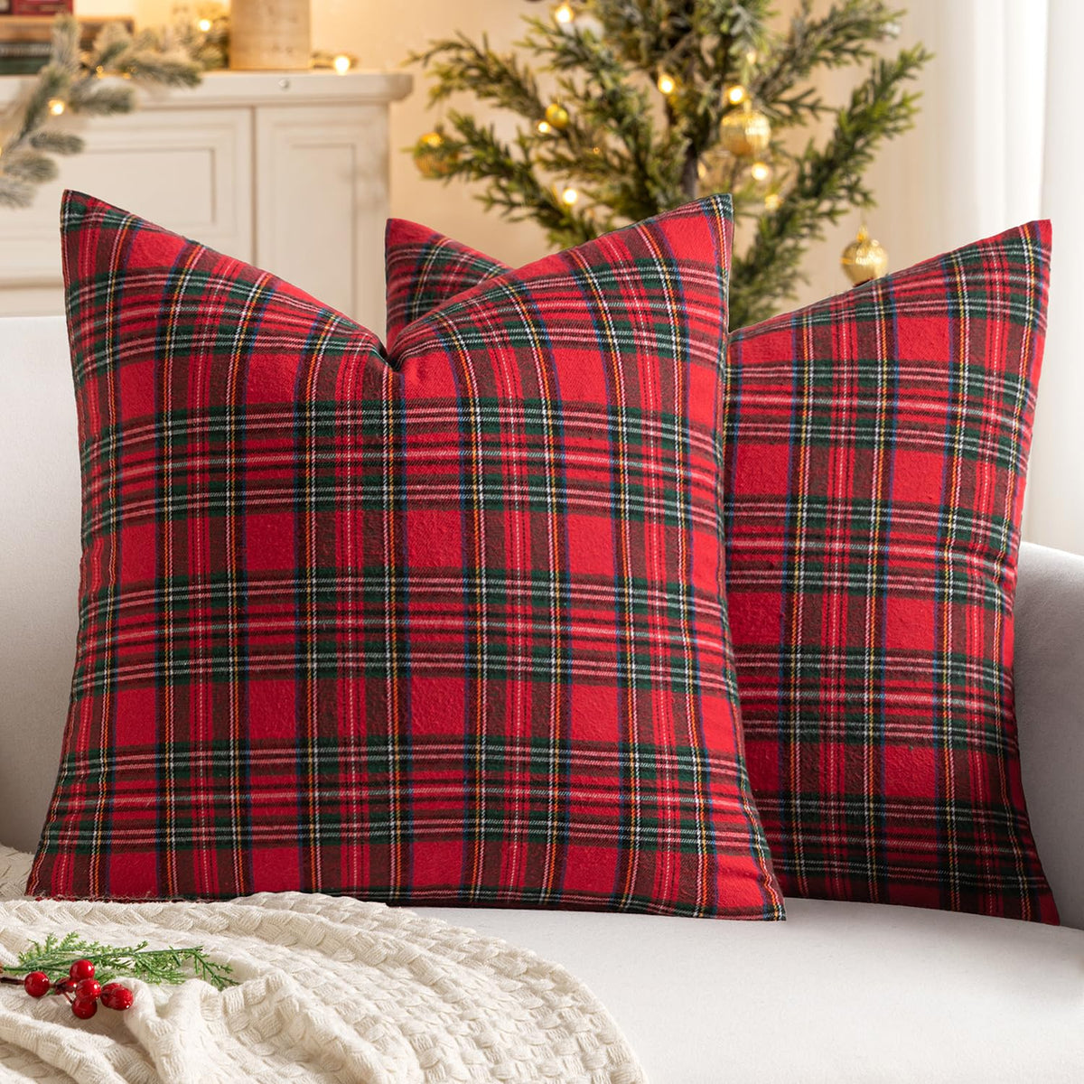 Christmas Plaid Pillow Cover