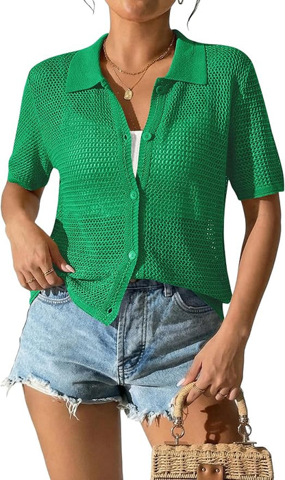 Crochet Short Sleeve Cardigan