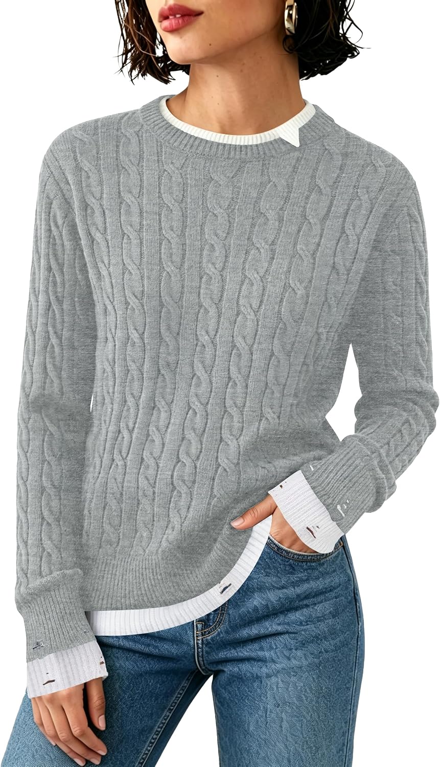 SAUKOLE Cable Knit Pullover
