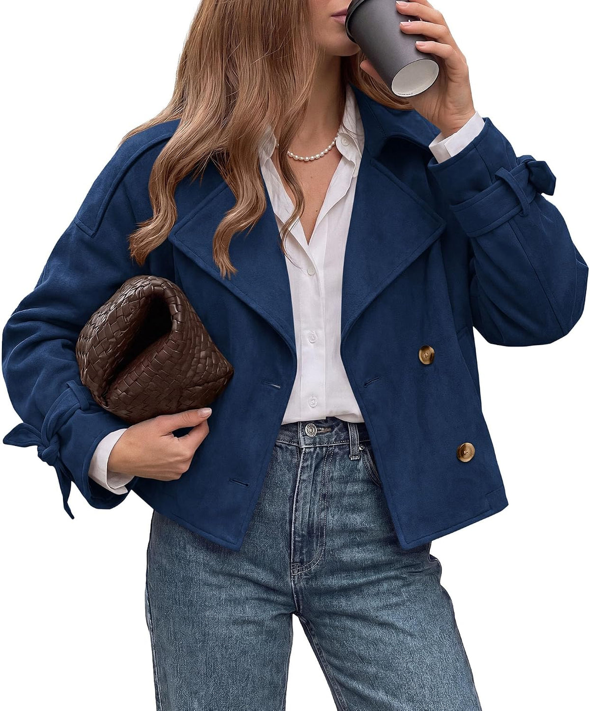 Faux Suede Trench Jacket