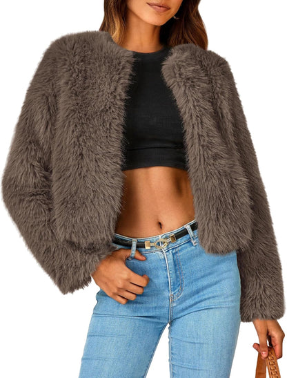 Cropped Faux Fur Coat
