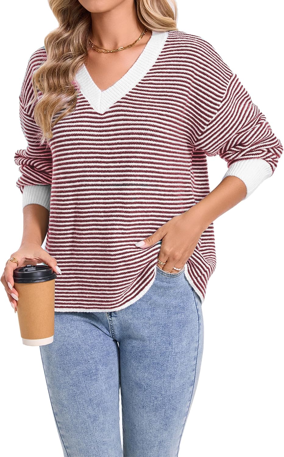V Neck Pullover Sweater
