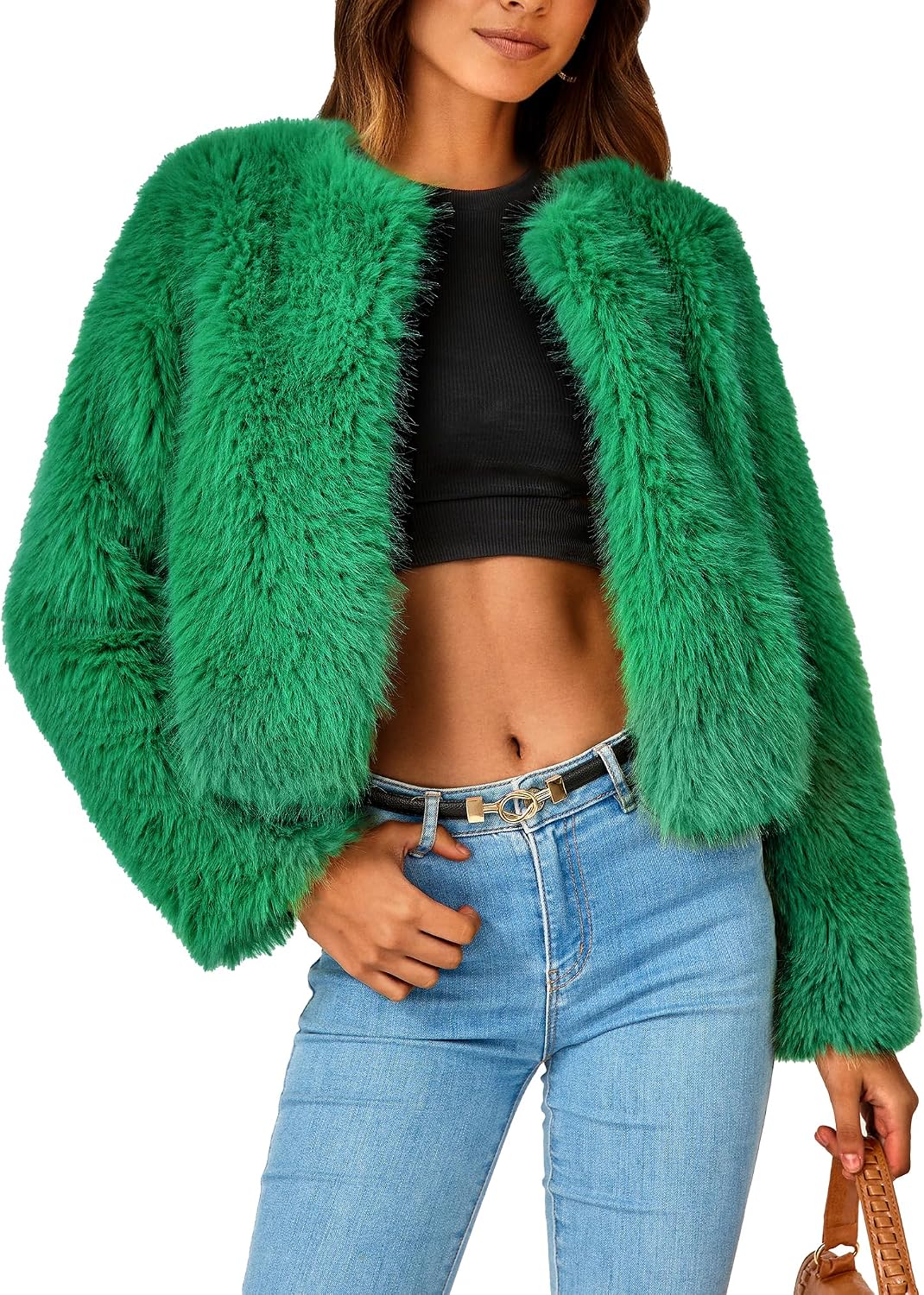 Cropped Faux Fur Coat