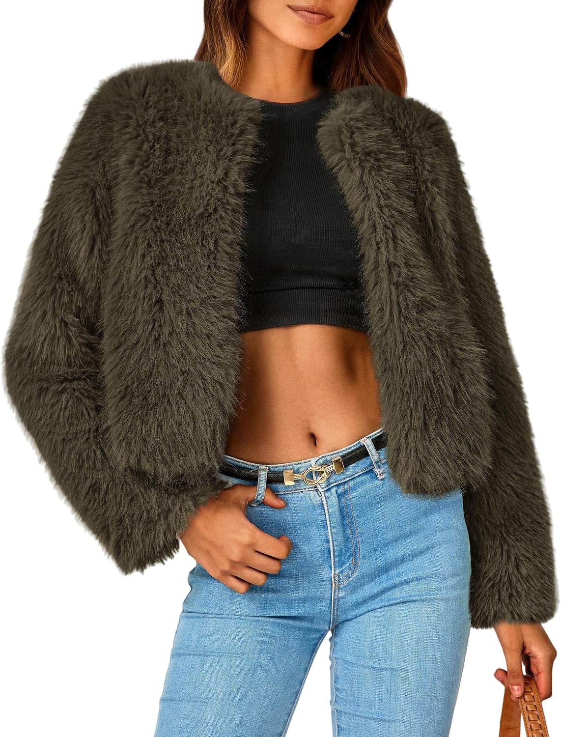 Cropped Faux Fur Coat