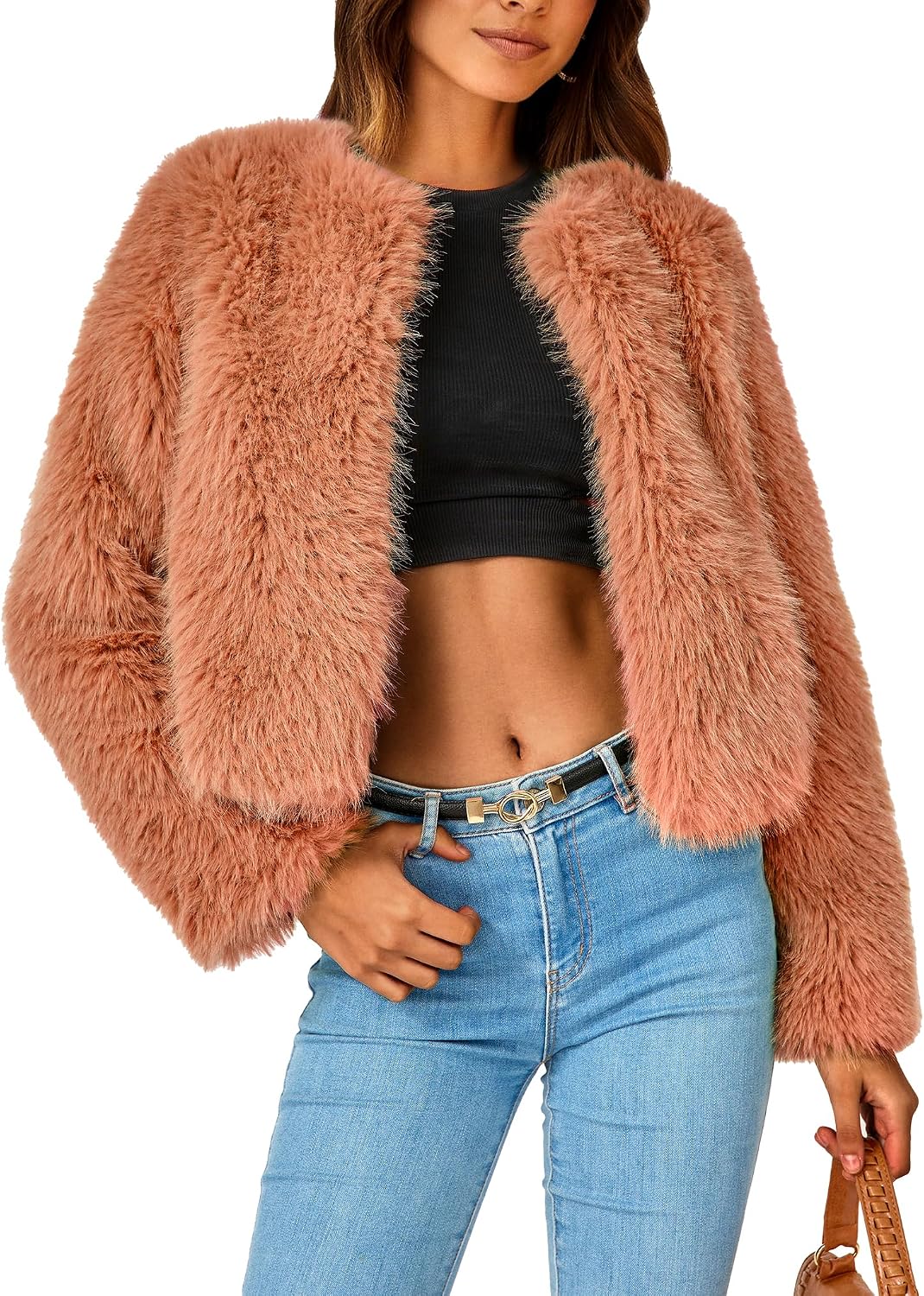 Cropped Faux Fur Coat