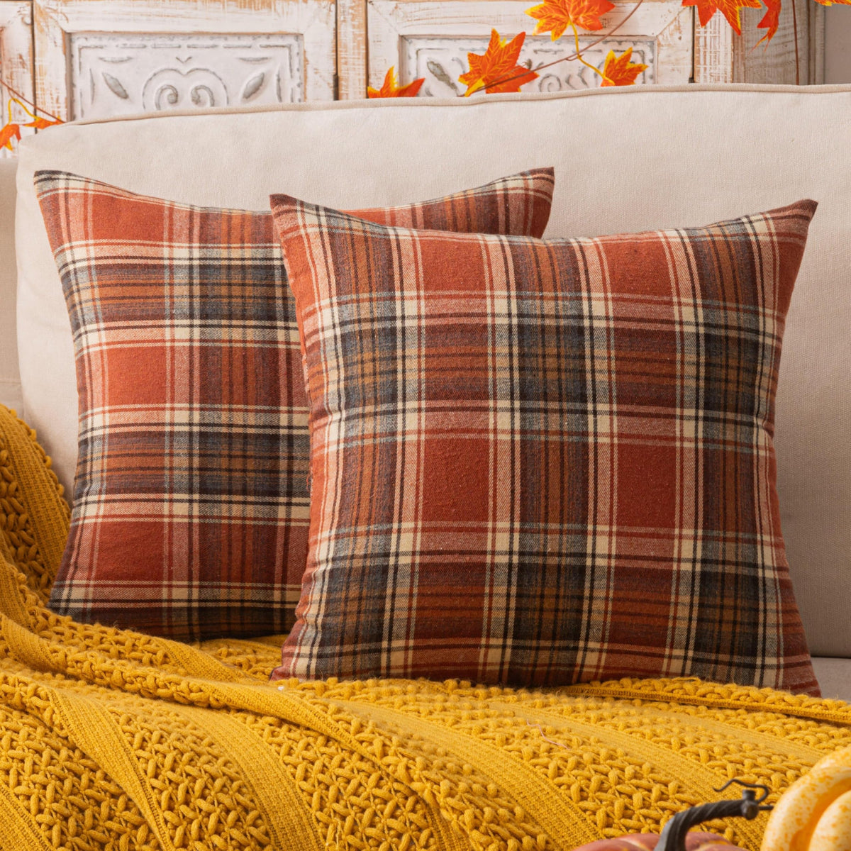 Plaid Throw Pillow Covers