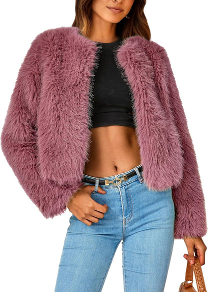 Cropped Faux Fur Coat