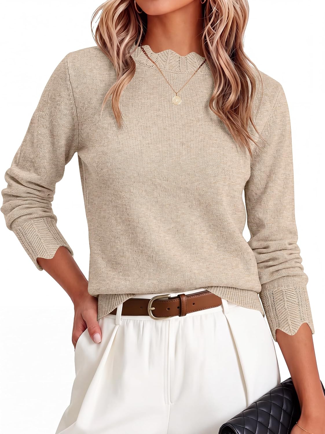 Scalloped Neck Sweater