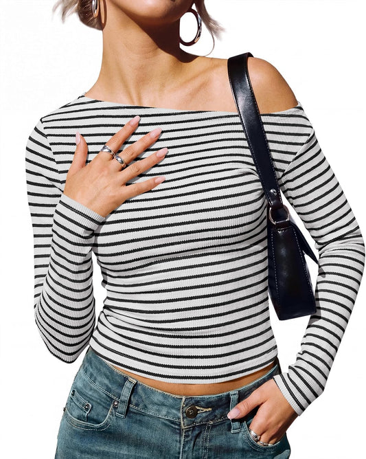 Striped Off-Shoulder Tee