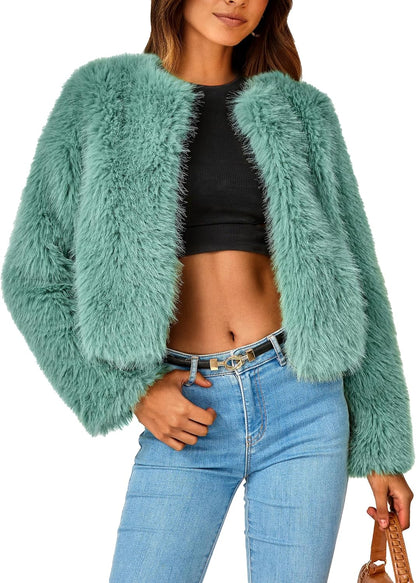 Cropped Faux Fur Coat